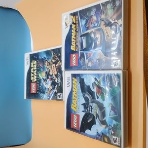 Wii Lego Game Lot/Bundle Set LEGO BATMAN 1 & 2 + Star Wars The Complete Saga